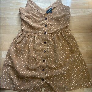 Lulu's Mustard Polka Dot Mini Dress